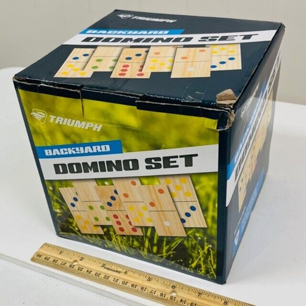 Triumph Backyard Wood Domino Set With Storage Carry Bag - New